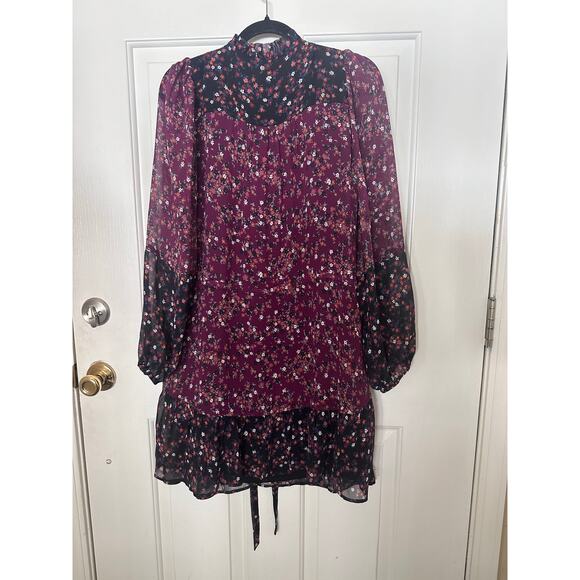 Paige Silk Dress Women’s Small Sonoma Mini Black Purple Boho Floral Bohemian - Picture 9 of 10